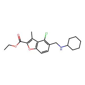 Ethyl 4-chloro-5-[(cyclohexylamino)methyl]-3-methyl-1-benzofuran-2-carboxylate structure