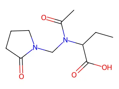 2-{Acetyl[(2-oxo-1-pyrrolidinyl)methyl]amino}butanoic acid structure