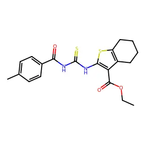 ethyl 2-({[(4-methylphenyl)carbonyl]carbamothioyl}amino)-4,5,6,7-tetrahydro-1-benzothiophene-3-carboxylate structure