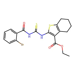ethyl 2-(3-(2-bromobenzoyl)thioureido)-4,5,6,7-tetrahydrobenzo[b]thiophene-3-carboxylate structure
