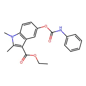 ethyl 1,2-dimethyl-5-((phenylcarbamoyl)oxy)-1H-indole-3-carboxylate structure