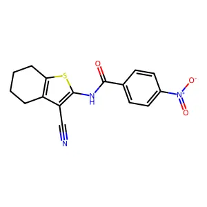 N-(3-Cyano-4,5,6,7-tetrahydrobenzo[b]thiophen-2-yl)-4-nitrobenzamide structure