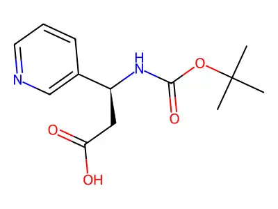 (3S)-3-(((tert-butoxy)carbonyl)amino)-3-(pyridin-3-yl)propanoic acid structure