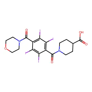 4-Piperidinecarboxylic acid, 1-(4-(4-morpholinylcarbonyl)-2,3,5,6-tetraiodobenzoyl)- structure
