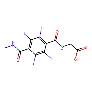 Glycine, N-(4-((methylamino)carbonyl)-2,3,5,6-tetraiodobenzoyl)- structure