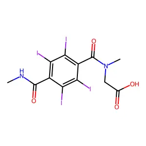 Glycine, N-methyl-N-(4-((methylamino)carbonyl)-2,3,5,6-tetraiodobenzoyl)- structure