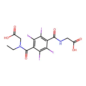 Glycine, N-(4-(((carboxymethyl)amino)carbonyl)-2,3,5,6-tetraiodobenzoyl)-N-ethyl- structure