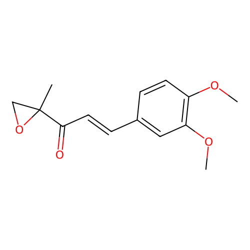 (E)-3-(3,4-dimethoxyphenyl)-1-(2-methyloxiran-2-yl)prop-2-en-1-one structure