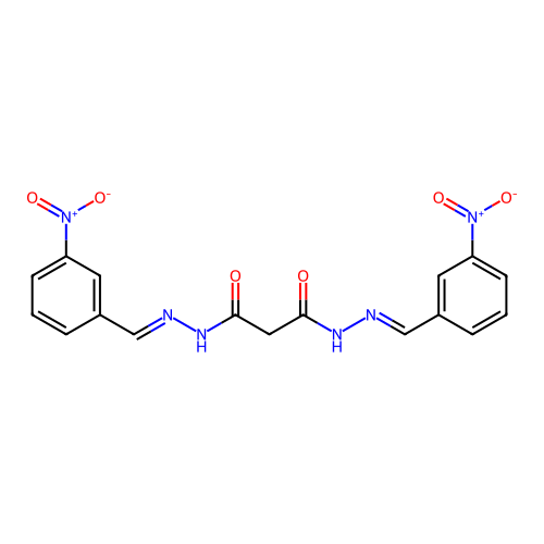 N,N'-bis[(3-nitrophenyl)methylideneamino]propanediamide structure