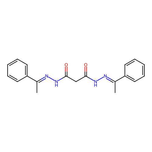 N,N'-bis[(E)-1-phenylethylideneamino]propanediamide structure