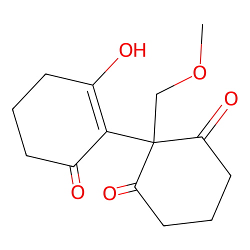 1,3-Cyclohexanedione, 2-(2-hydroxy-6-oxo-1-cyclohexen-1-yl)-2-(methoxymethyl)- structure