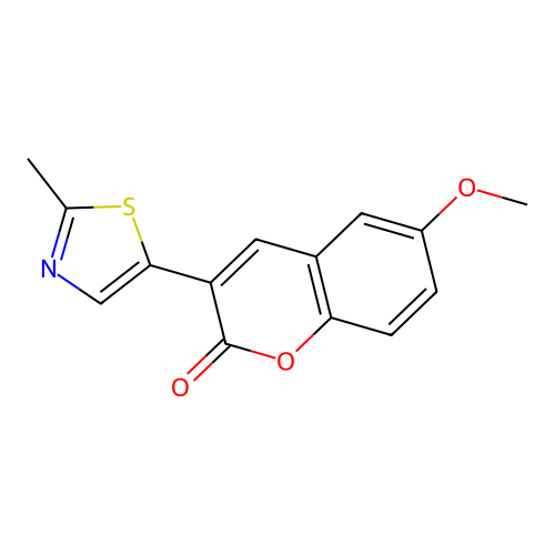 6-methoxy-3-(2-methylthiazol-5-yl)-2H-chromen-2-one structure