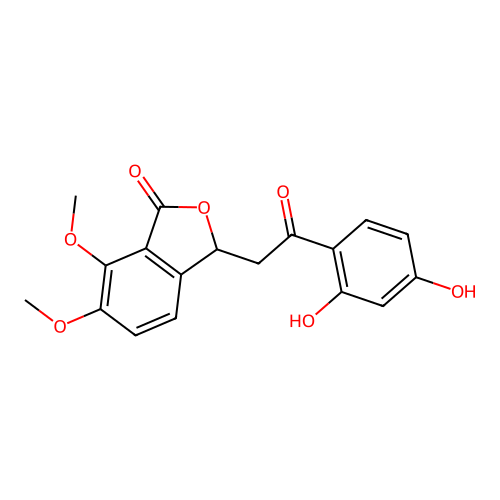 3-(2-(2,4-dihydroxyphenyl)-2-oxoethyl)-6,7-dimethoxyisobenzofuran-1(3H)-one structure