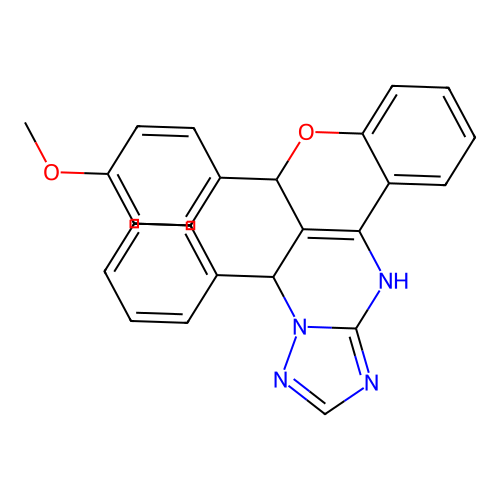 6-(4-methoxyphenyl)-7-phenyl-7,12-dihydro-6H-chromeno[4,3-d][1,2,4]triazolo[1,5-a]pyrimidine structure