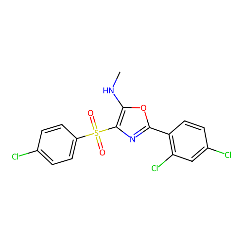 4-[(4-chlorophenyl)sulfonyl]-2-(2,4-dichlorophenyl)-N-methyl-1,3-oxazol-5-amine structure