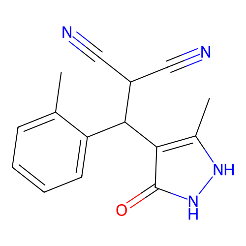[(5-hydroxy-3-methyl-1H-pyrazol-4-yl)(2-methylphenyl)methyl]propanedinitrile structure