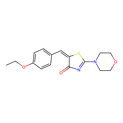 (E)-5-(4-ethoxybenzylidene)-2-morpholinothiazol-4(5H)-one structure