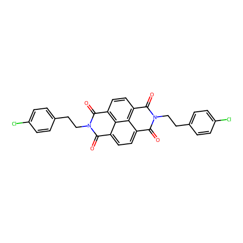 2,7-bis[2-(4-chlorophenyl)ethyl]benzo[lmn][3,8]phenanthroline-1,3,6,8(2H,7H)-tetrone structure
