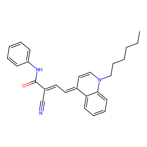 2-Cyano-4-(1-hexyl-4(1H)-quinolinylidene)-N-phenyl-2-butenamide structure