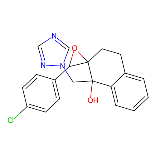 (2R,3'R)-1-((1H-1,2,4-triazol-1-yl)methyl)-3'-(4-chlorophenyl)-3,4-dihydro-1H-spiro[naphthalene-2,2'-oxiran]-1-ol structure