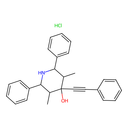 3,5-Dimethyl-2,6-diphenyl-4-(phenylethynyl)piperidin-4-ol hydrochloride structure