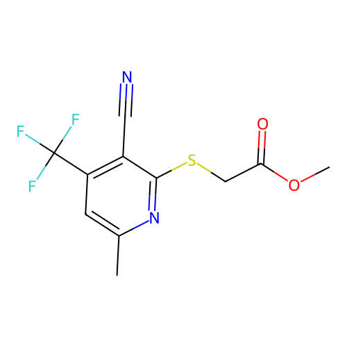Methyl {[3-cyano-6-methyl-4-(trifluoromethyl)pyridin-2-yl]sulfanyl}acetate structure
