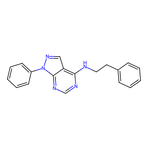 1-phenyl-N-(2-phenylethyl)-1H-pyrazolo[3,4-d]pyrimidin-4-amine structure