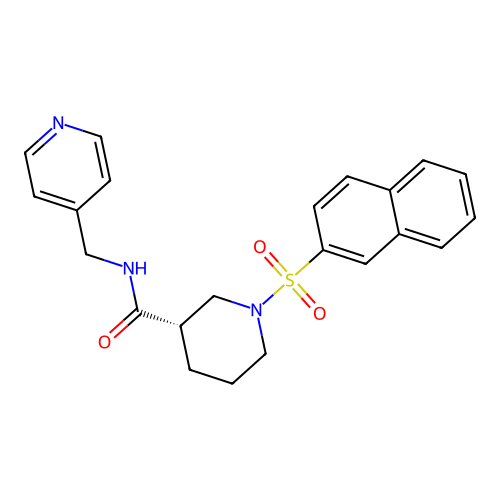 (3S)-1-naphthalen-2-ylsulfonyl-N-(pyridin-4-ylmethyl)piperidine-3-carboxamide structure