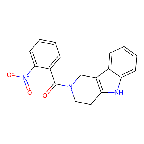 (2-nitrophenyl)(1,3,4,5-tetrahydro-2H-pyrido[4,3-b]indol-2-yl)methanone structure