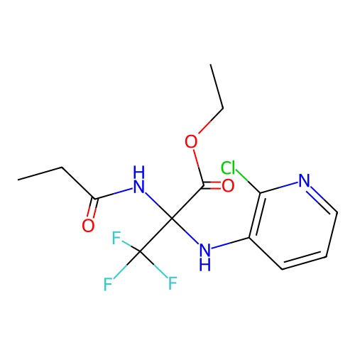 ethyl N-(2-chloropyridin-3-yl)-3,3,3-trifluoro-2-(propanoylamino)alaninate structure