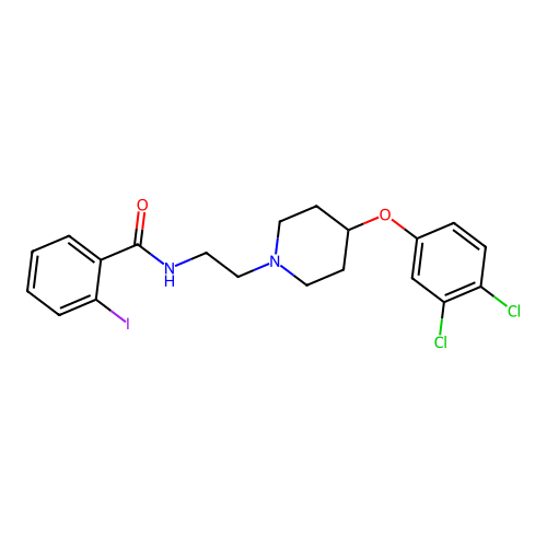 N-[2-[4-(3,4-dichlorophenoxy)-1-piperidinyl]ethyl]-2-iodobenzamide structure
