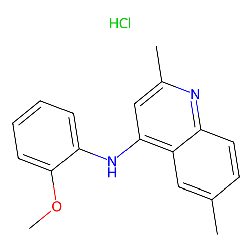 N-(2-methoxyphenyl)-2,6-dimethylquinolin-4-amine hydrochloride structure
