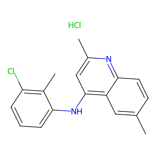 N-(3-chloro-2-methylphenyl)-2,6-dimethylquinolin-4-amine hydrochloride structure
