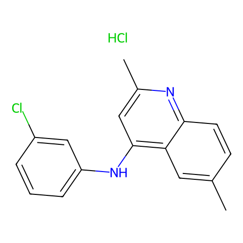 N-(3-chlorophenyl)-2,6-dimethylquinolin-4-amine hydrochloride structure