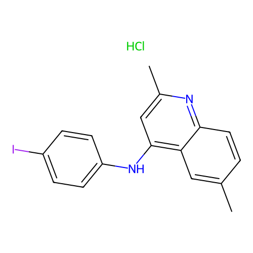 N-(4-iodophenyl)-2,6-dimethylquinolin-4-amine hydrochloride structure