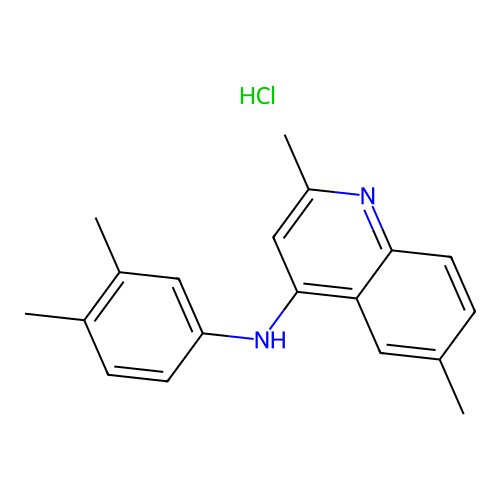 N-(3,4-dimethylphenyl)-2,6-dimethylquinolin-4-amine hydrochloride structure