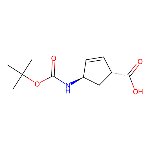 (1R,4R)-4-[[(1,1-dimethylethoxy)carbonyl]amino]-2-cyclopentene-1-carboxylic acid structure