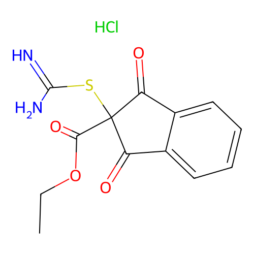 2-Indancarboxylic aicd, 2-(amidinothio)-1,3-dioxo-, ethyl ester, hydrochloride structure