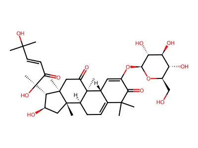 (8S,9R,10R,13R,14S,16R,17R)-17-[(2R)-2,6-dihydroxy-6-methyl-3-oxohept-4-en-2-yl]-16-hydroxy-4,4,9,13,14-pentamethyl-2-[(2S,3R,4S,5S,6R)-3,4,5-trihydroxy-6-(hydroxymethyl)oxan-2-yl]oxy-8,10,12,15,16,17-hexahydro-7H-cyclopenta[a]phenanthrene-3,11-dione structure
