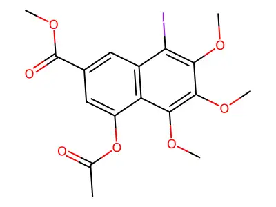 2-Naphthalenecarboxylic acid, 4-(acetyloxy)-8-iodo-5,6,7-trimethoxy-, methyl ester structure