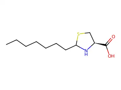 (4R)-2-heptyl-1,3-thiazolidine-4-carboxylic acid structure