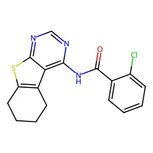 2-chloro-N-(5,6,7,8-tetrahydro-[1]benzothiolo[2,3-d]pyrimidin-4-yl)benzamide structure