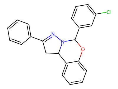 5-(3-Chlorophenyl)-2-phenyl-1,10b-dihydropyrazolo[1,5-c][1,3]benzoxazine structure