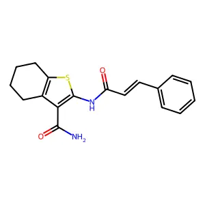 2-Cinnamamido-4,5,6,7-tetrahydrobenzo[b]thiophene-3-carboxamide structure