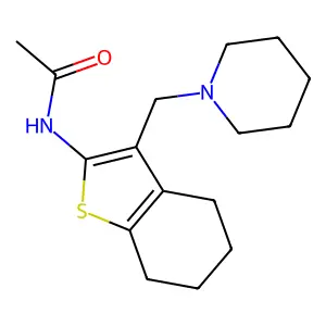 N-(3-(piperidin-1-ylmethyl)-4,5,6,7-tetrahydrobenzo[b]thiophen-2-yl)acetamide structure