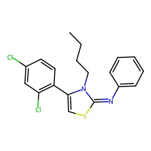 (Z)-N-(3-butyl-4-(2,4-dichlorophenyl)thiazol-2(3H)-ylidene)aniline structure