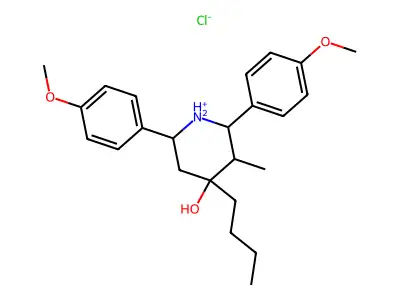 4-Butyl-2,6-bis(4-methoxyphenyl)-3-methylpiperidin-4-ol hydrochloride structure