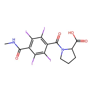 L-Proline, 1-(4-((methylamino)carbonyl)-2,3,5,6-tetraiodobenzoyl)- structure