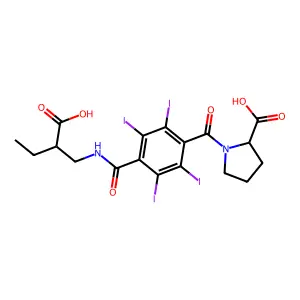 Proline, 1-(4-(((2-carboxybutyl)amino)carbonyl)-2,3,5,6-tetraiodobenzoyl)- structure