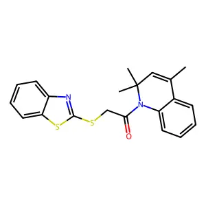 2-(Benzothiazol-2-ylsulfanyl)-1-(2,2,4-trimethyl-2H-quinolin-1-yl)-ethanone structure